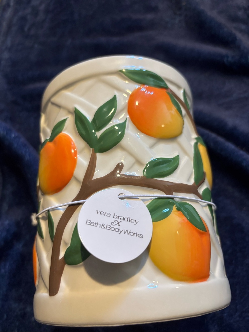 Vera Bradley Cream Ceramic Citrus Candle Holder
